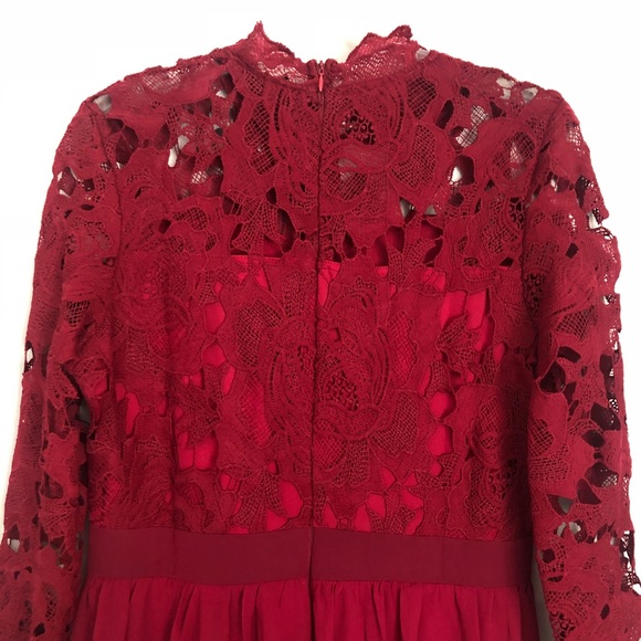 High Neck Crochet Detailed Maxi Chiffon Dress - Picture 7 of 8